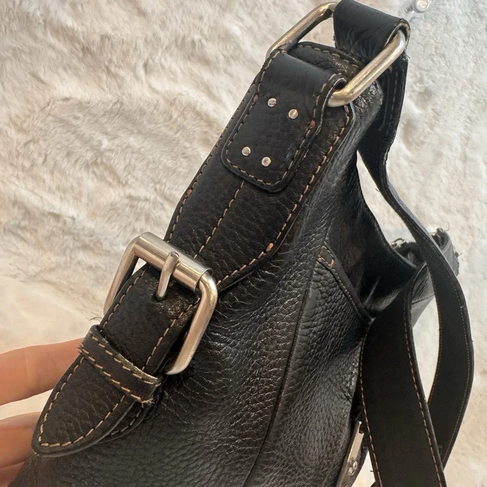 Etienne Aigner Pebbled Leather Classic  Crossbody Bag Silver Colored Hardware